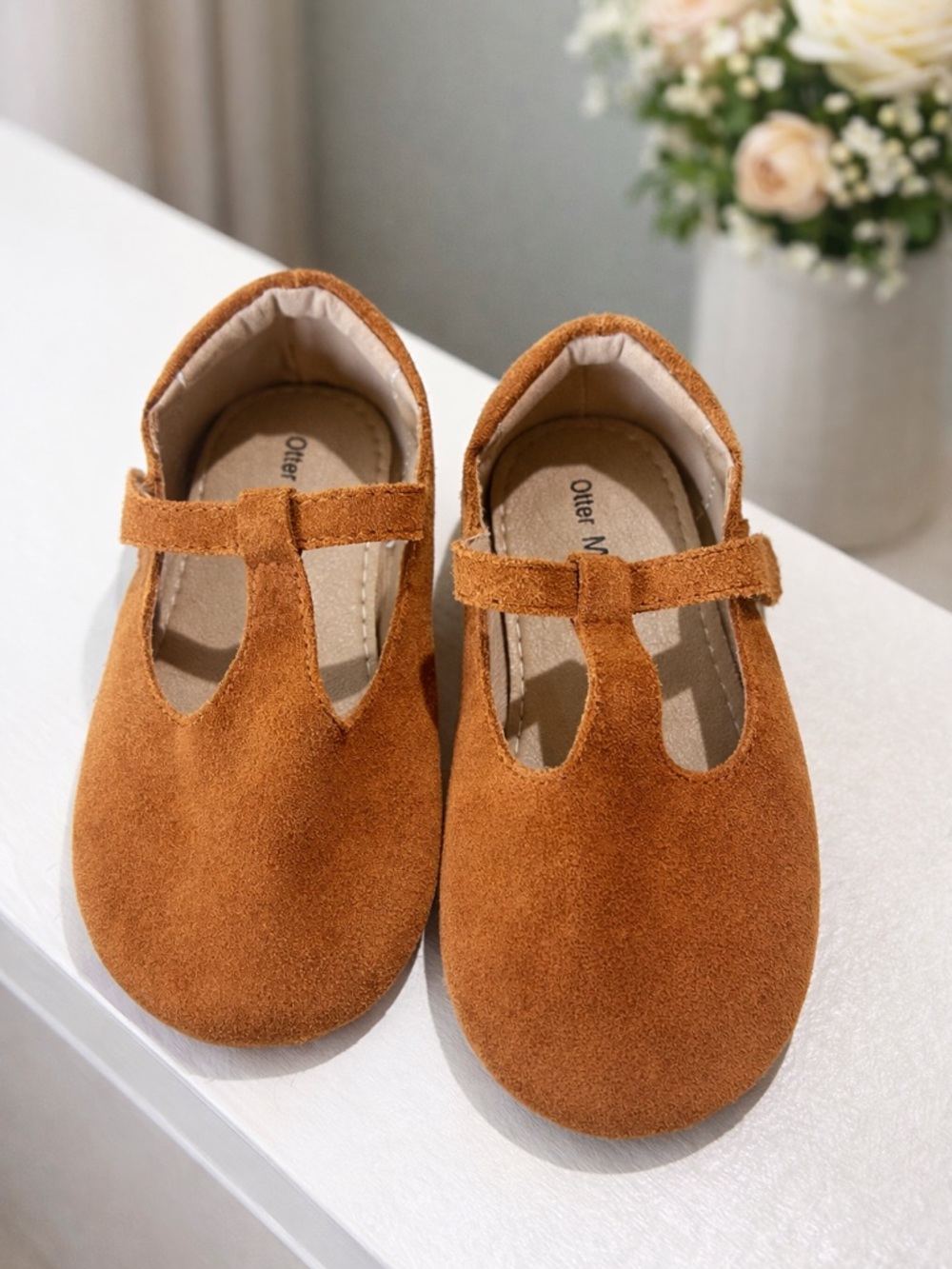 Baby Girl Brown Suede T-Strap Shoes | Mary Jane Style | Size 8